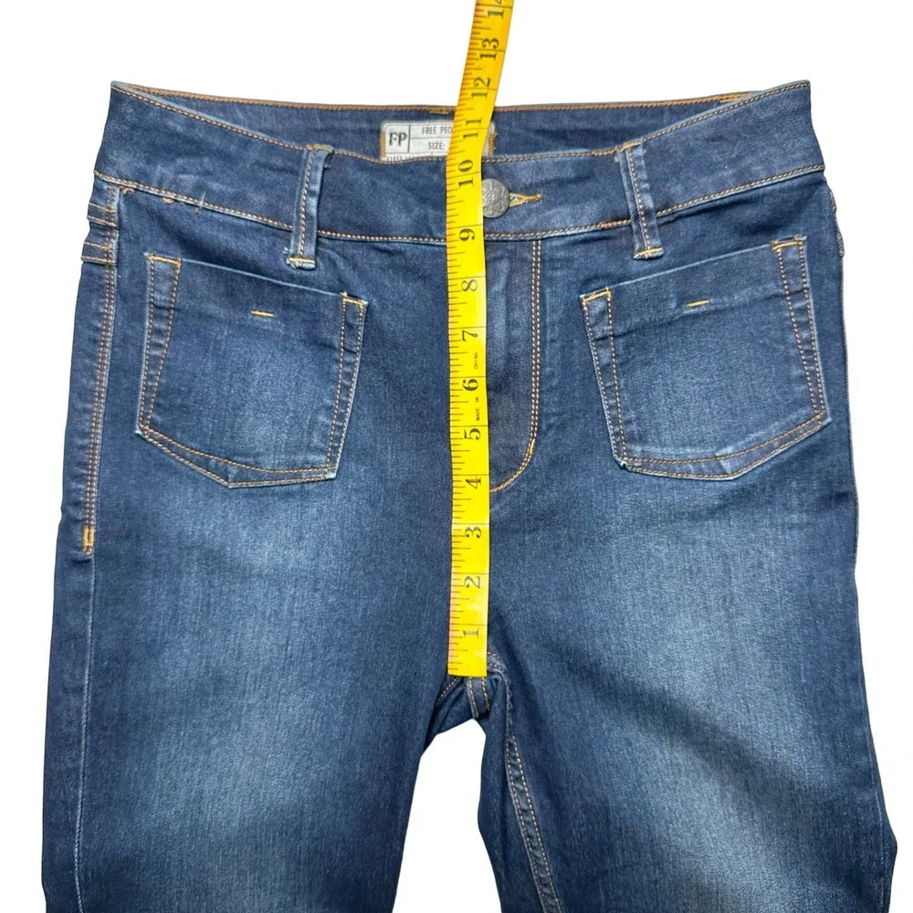 Free People | Women | Dark Wash Mid Rise Stretch Skinny Jeans | Size 27 - Picture 4 of 9